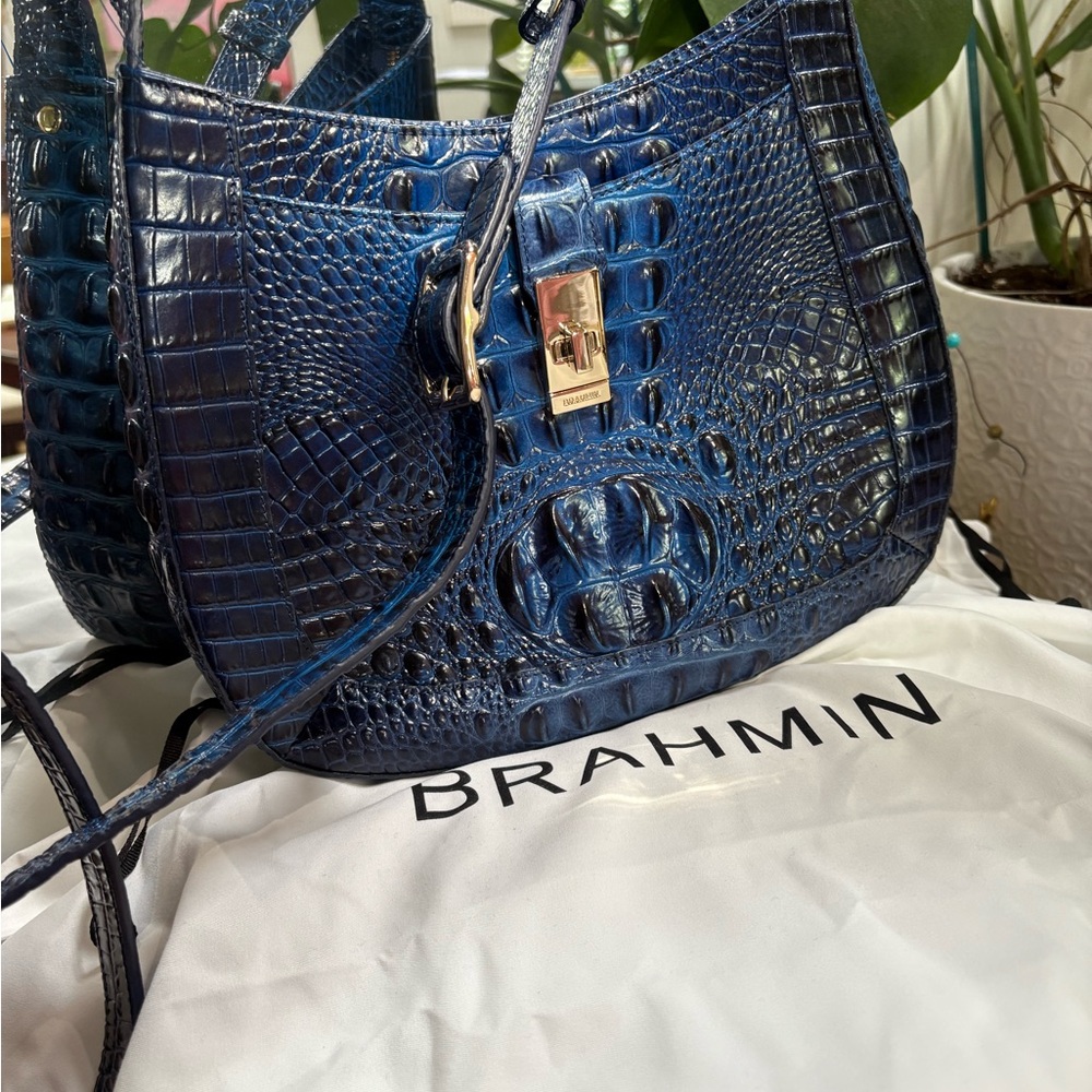 Brahmin Sapphire Embossed Shoulder Bag